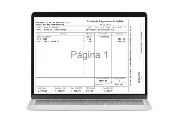 Holerite Contra-cheque Modelo Excel Editável 2025 - Image 2