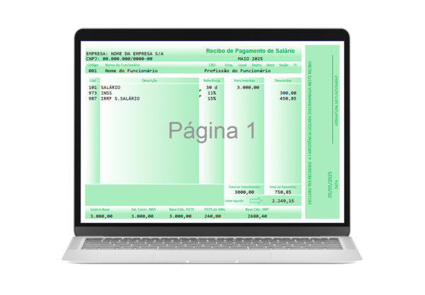 Holerite Contra-cheque Modelo Excel Editável 2025