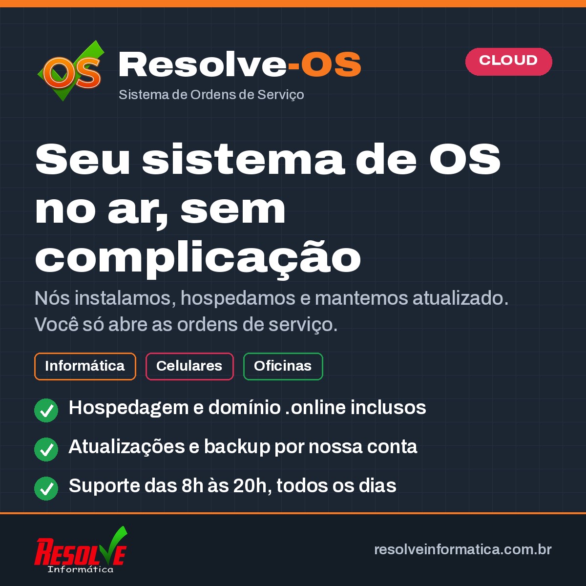 Resolve-OS Cloud — Sistema de Ordens de Serviço com hospedagem - Imagem 2